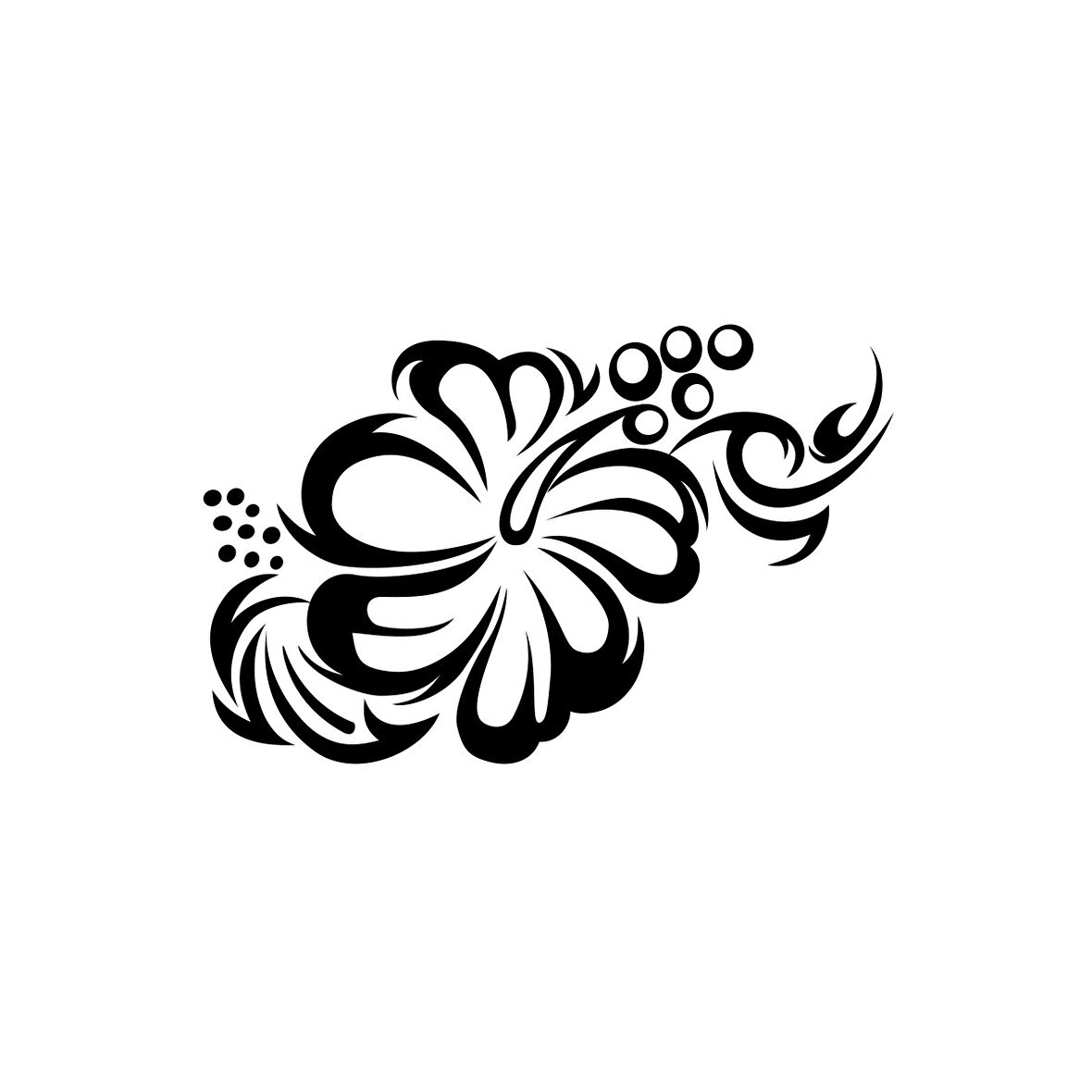 Hibiskus Çiçeği Sticker 17x17 Cm Siyah