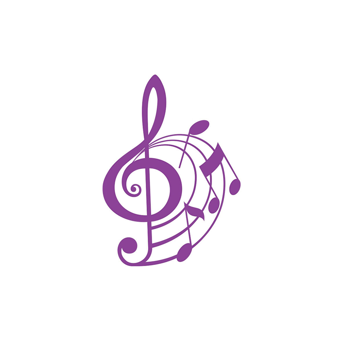 Müzik ve Nota Sticker 17x17 Cm Mor