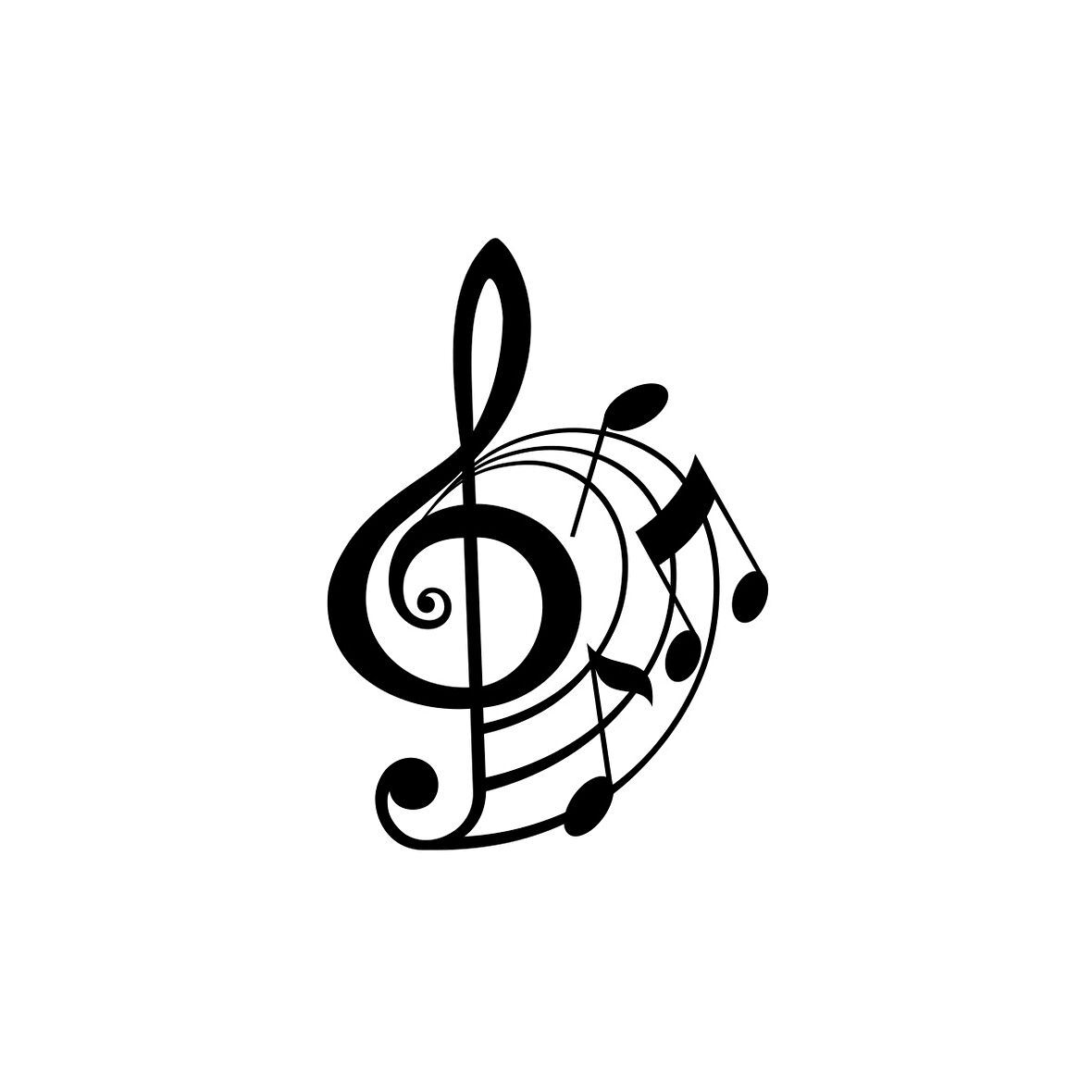 Müzik ve Nota Sticker 17x17 Cm Siyah