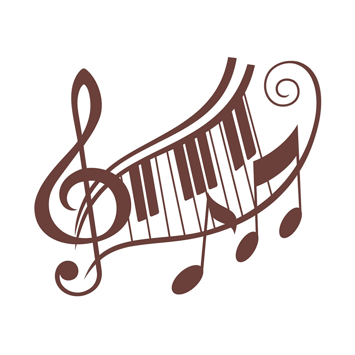 Müzik ve Nota Sticker 17x17 Cm Kahverengi