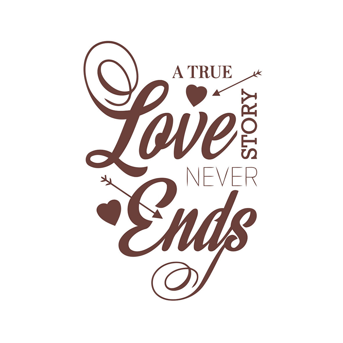 Love never Ends Sticker 17x17 Cm Kahverengi