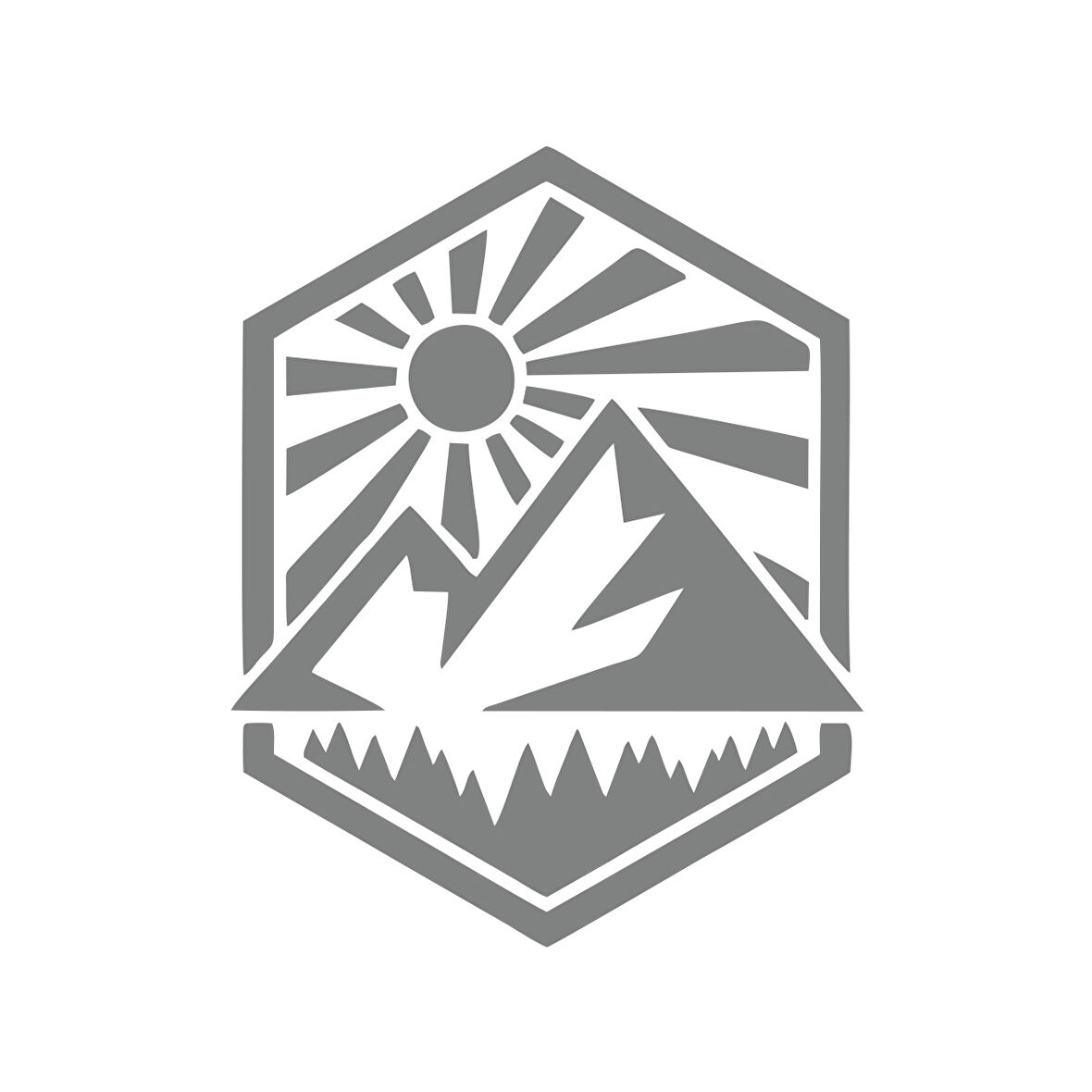 Dağ ve Güneş Sticker 17x17 Cm Gri