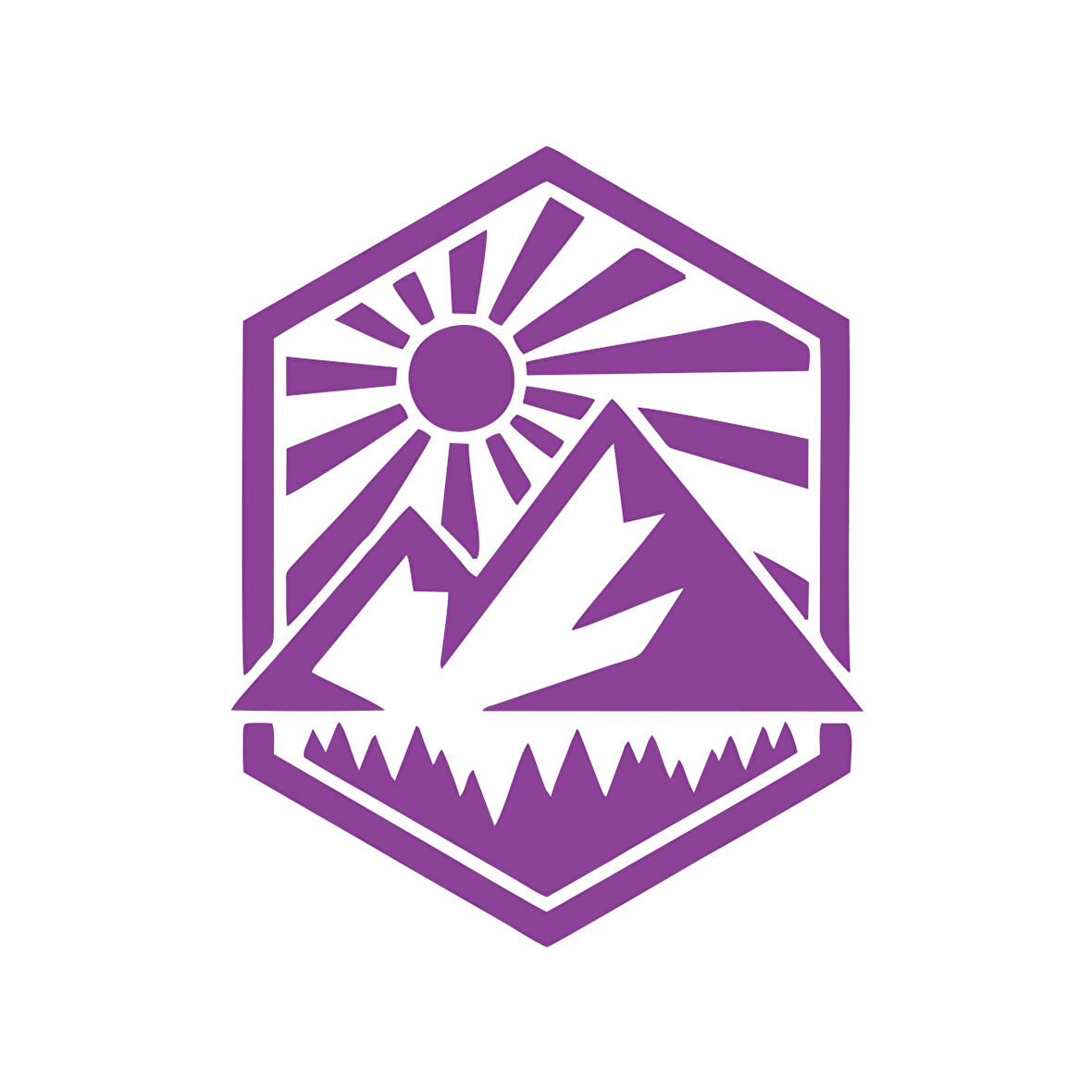 Dağ ve Güneş Sticker 17x17 Cm Mor