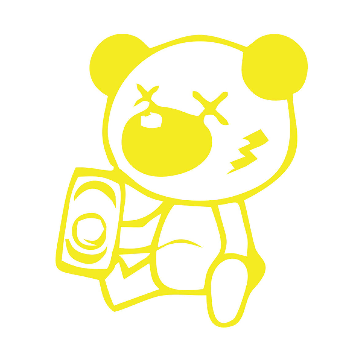 Sarhoş Panda Sticker 17x17 Cm Sarı