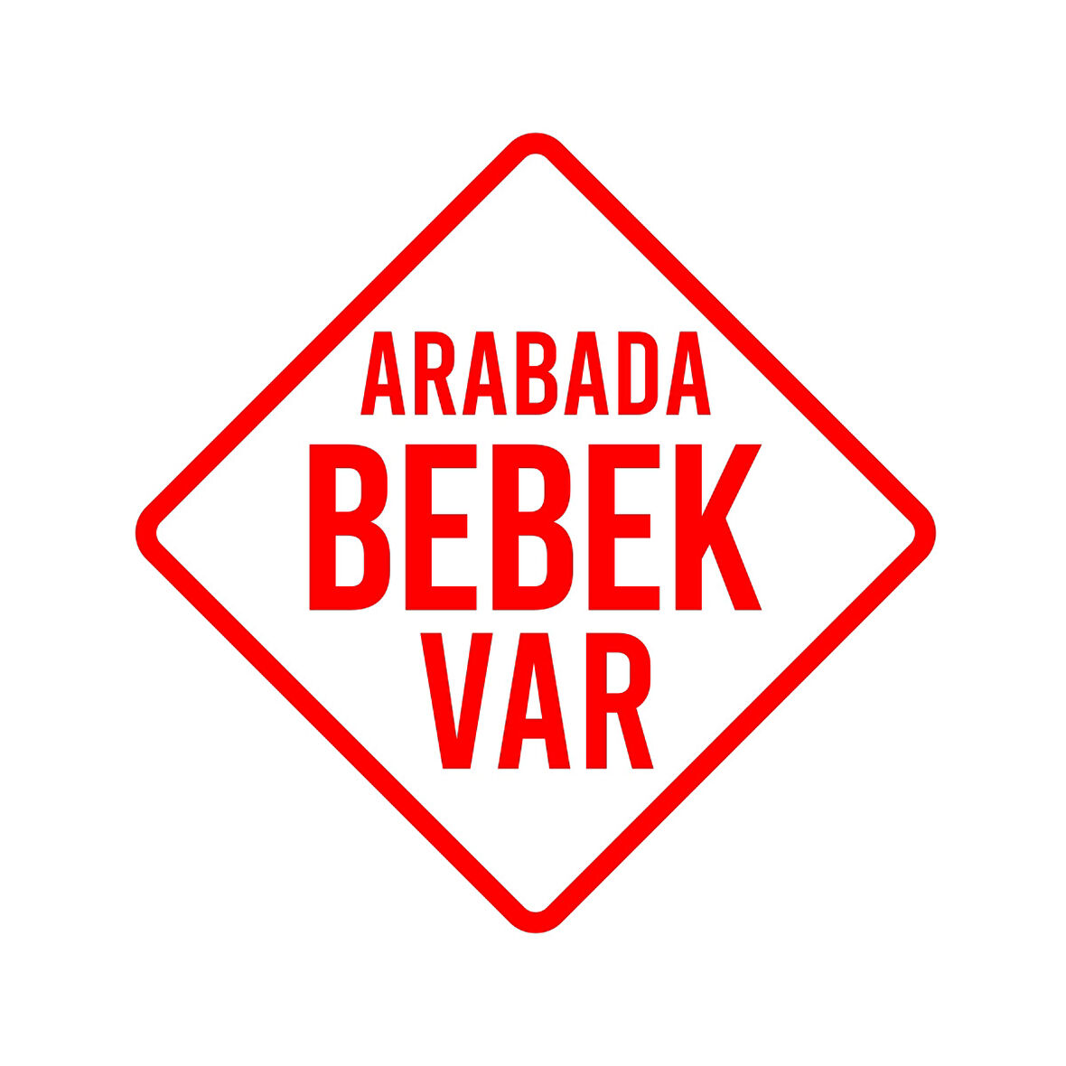arabada Bebek Var Sticker 17x17 Cm Kırmızı