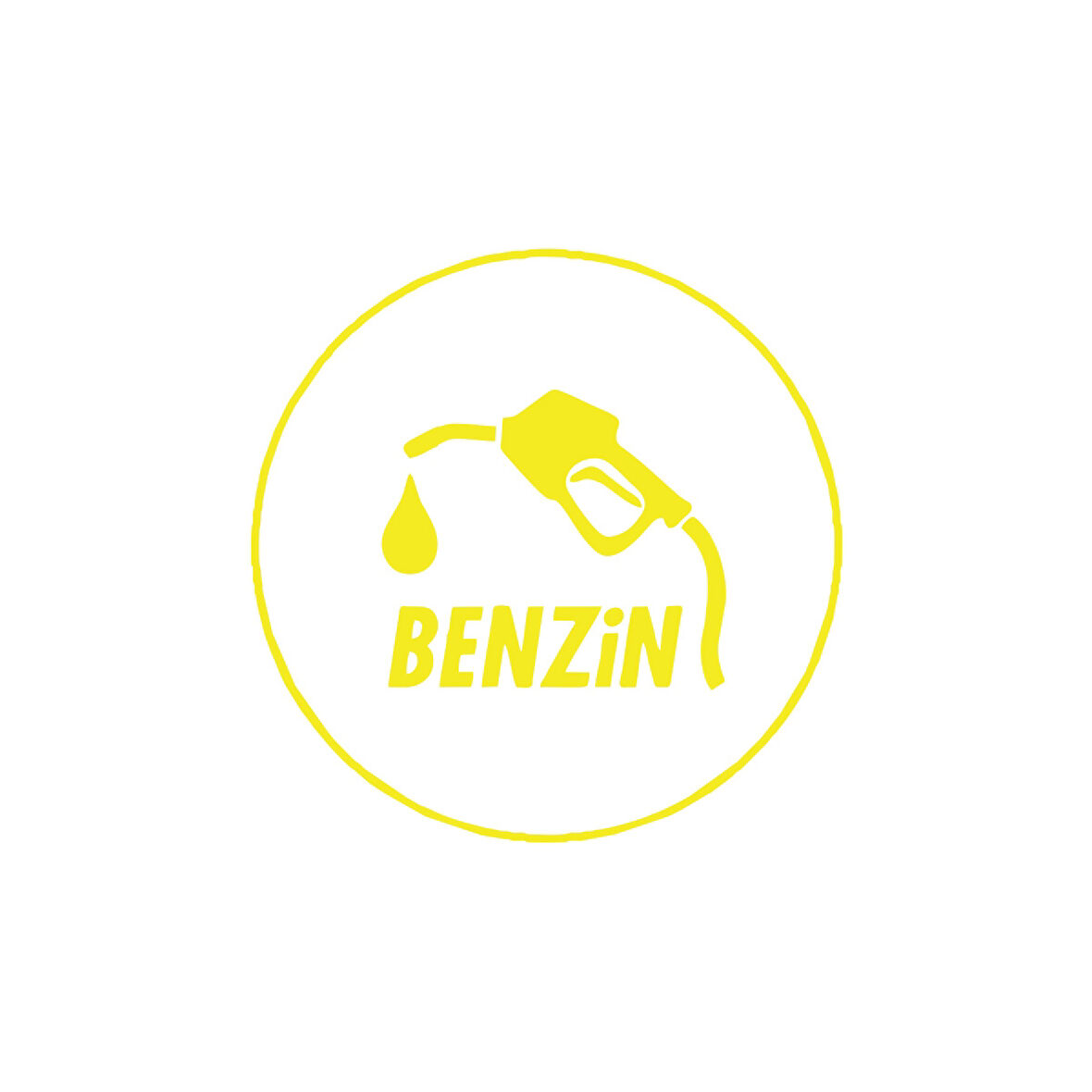 Benzin Araba Sticker 17x17 Cm Sarı