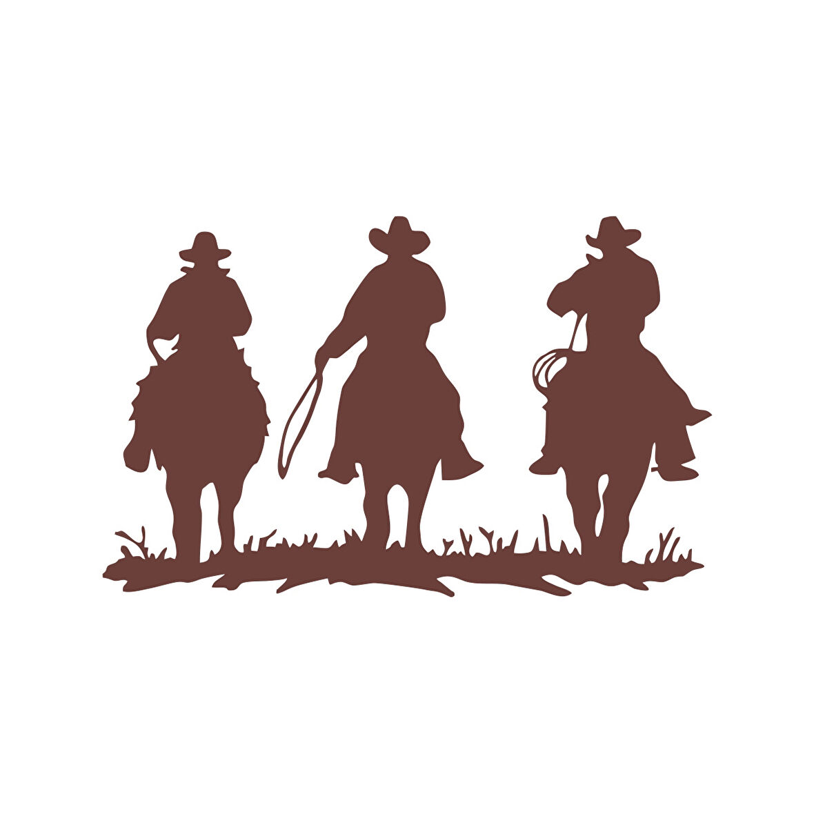 Kovboylar Araba Sticker 17x17 Cm Kahverengi