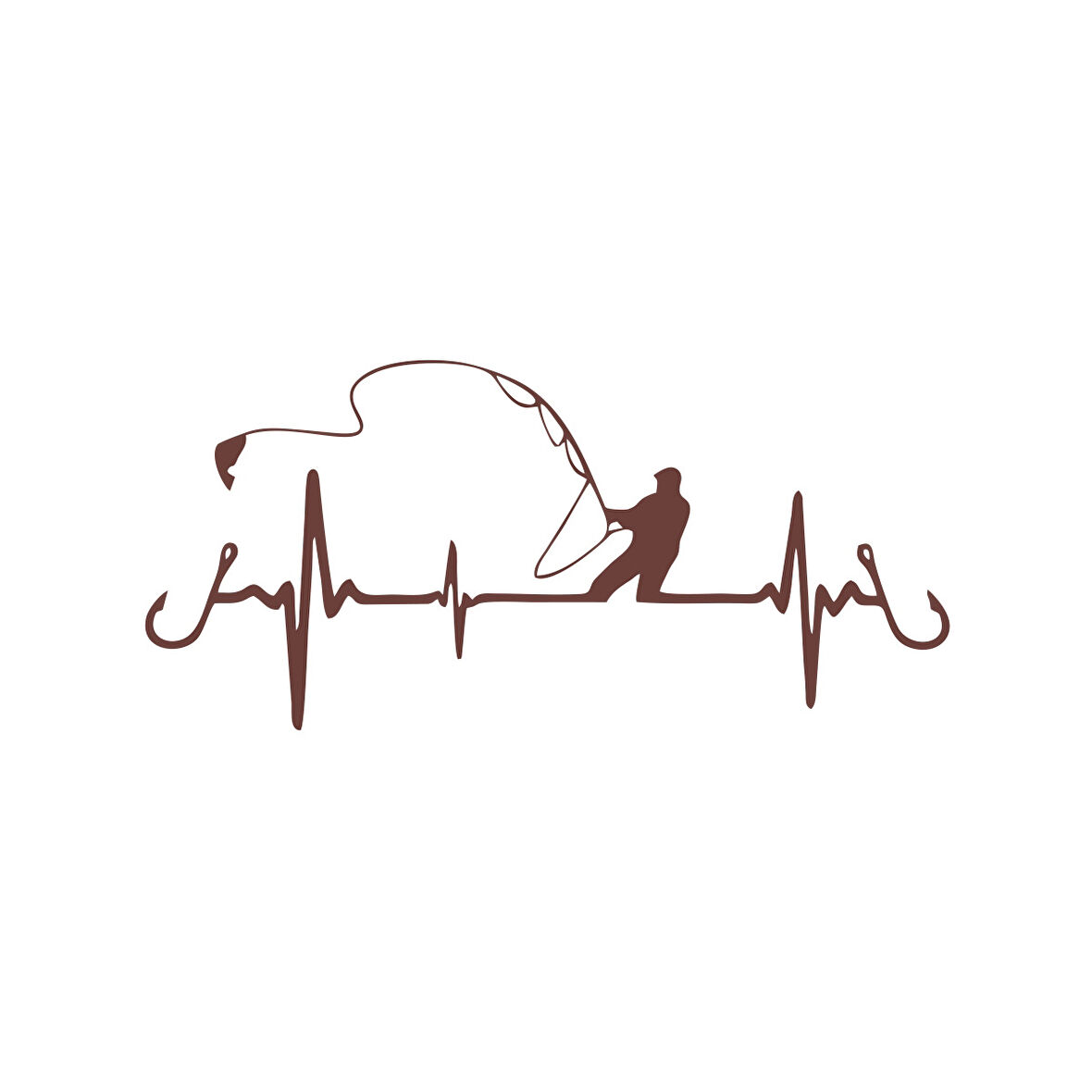 Balıkçılık Araba Sticker 17x17 Cm Kahverengi