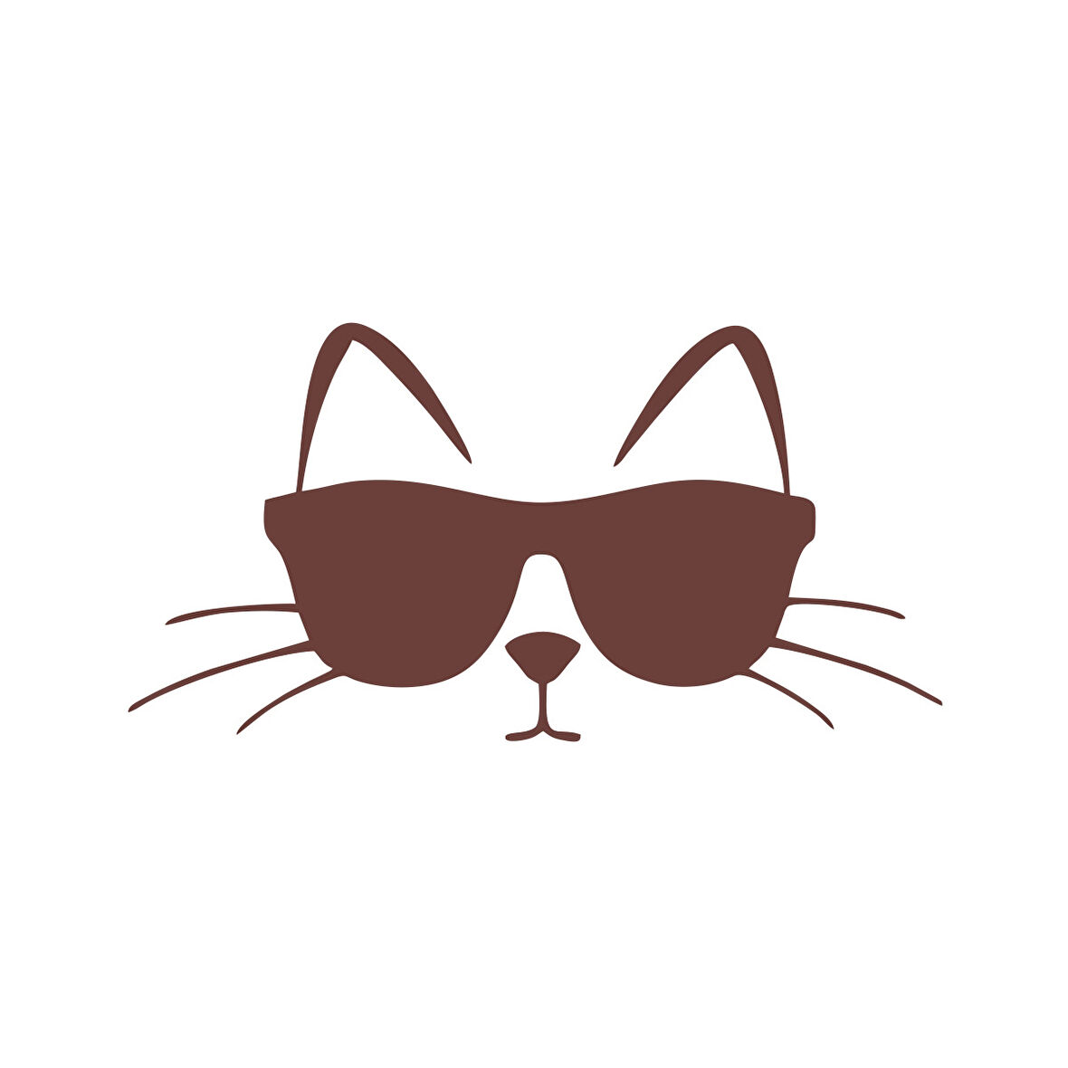 Güneş Gözlüğü Takan Kedi Araba Sticker 17x17 Cm Kahverengi