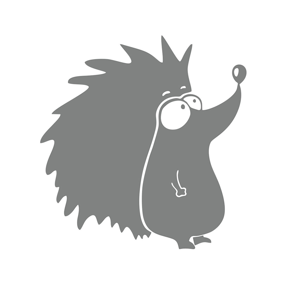 Kirpi Araba Sticker 17x17 Cm Gri