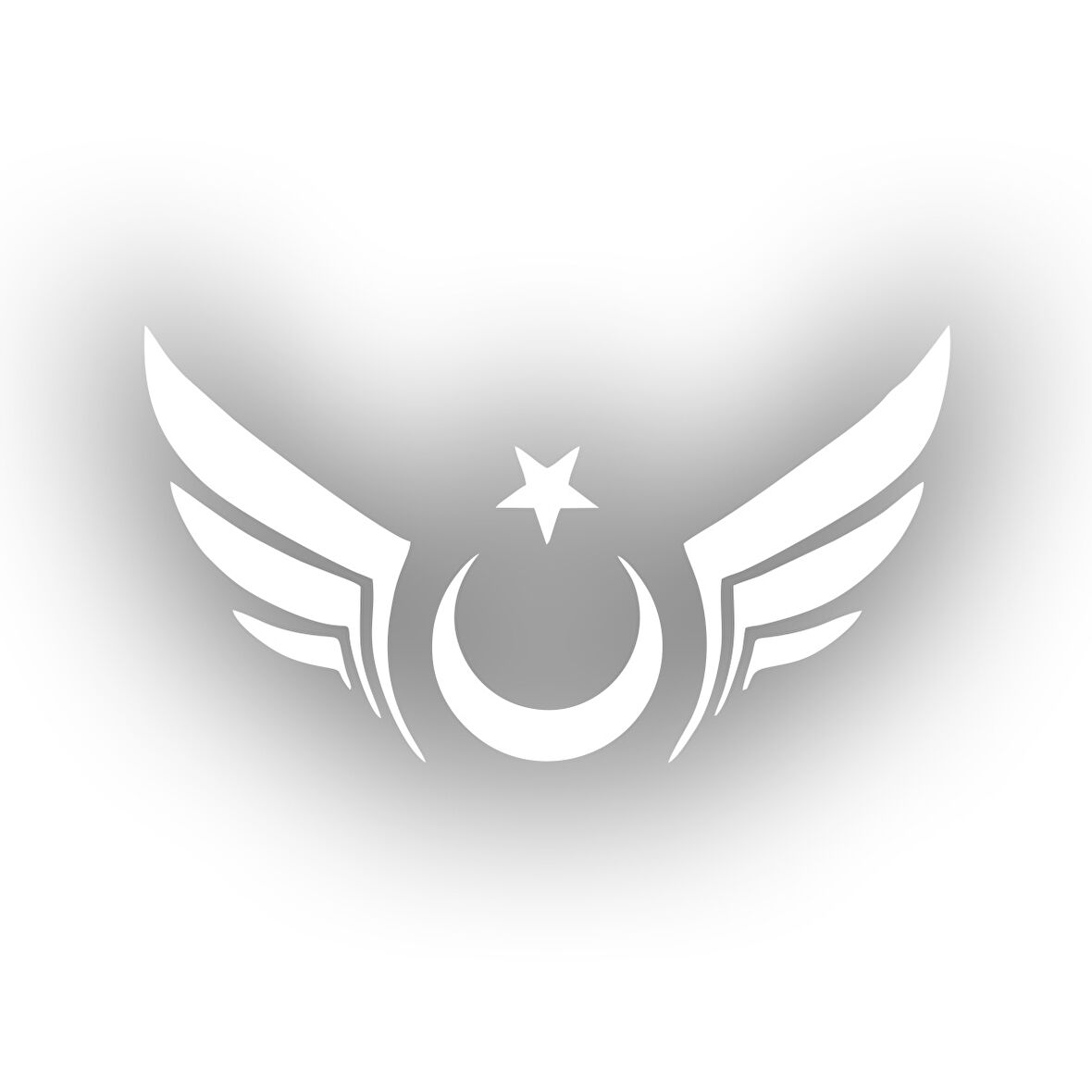 Kanatlı Türk Bayrağı Araba Sticker 17x17 Cm Beyaz