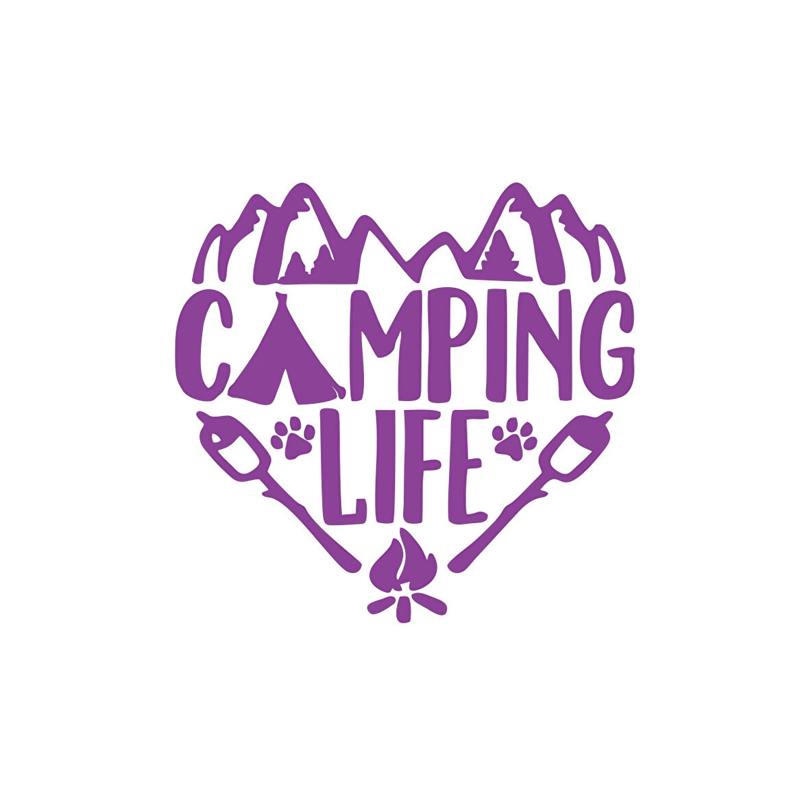 Camping Life Araba Sticker 17x17 Cm Mor