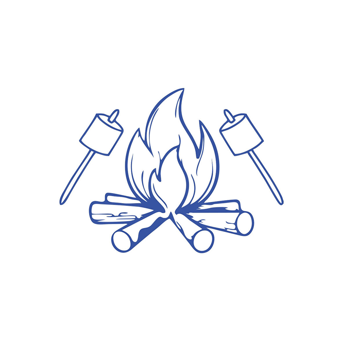 Kamp Ateşi Araba Sticker 17x17 Cm Mavi