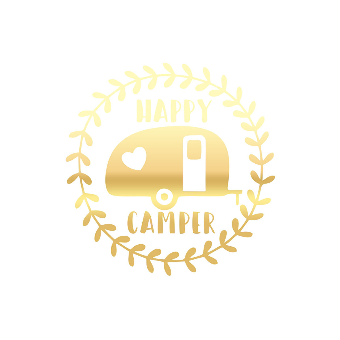 Happy Camper Sticker 17x17 Cm Gold