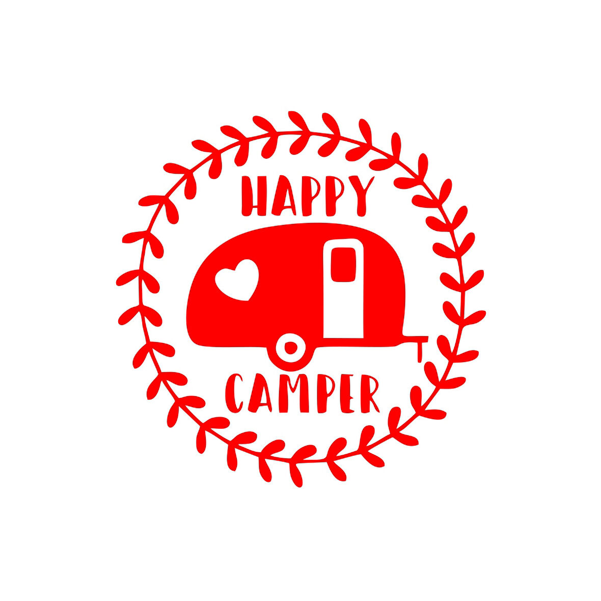 Happy Camper Sticker 17x17 Cm Kırmızı