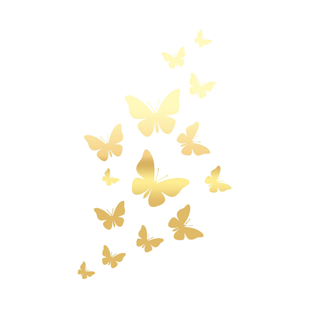 Uçan Kelebekler Araba Sticker  17x17 Cm Gold