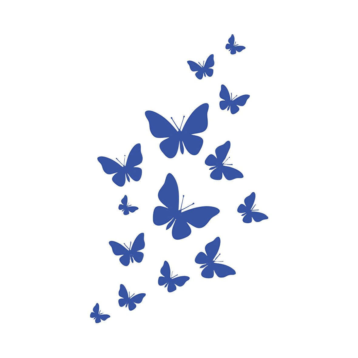 Uçan Kelebekler Araba Sticker  17x17 Cm Mavi