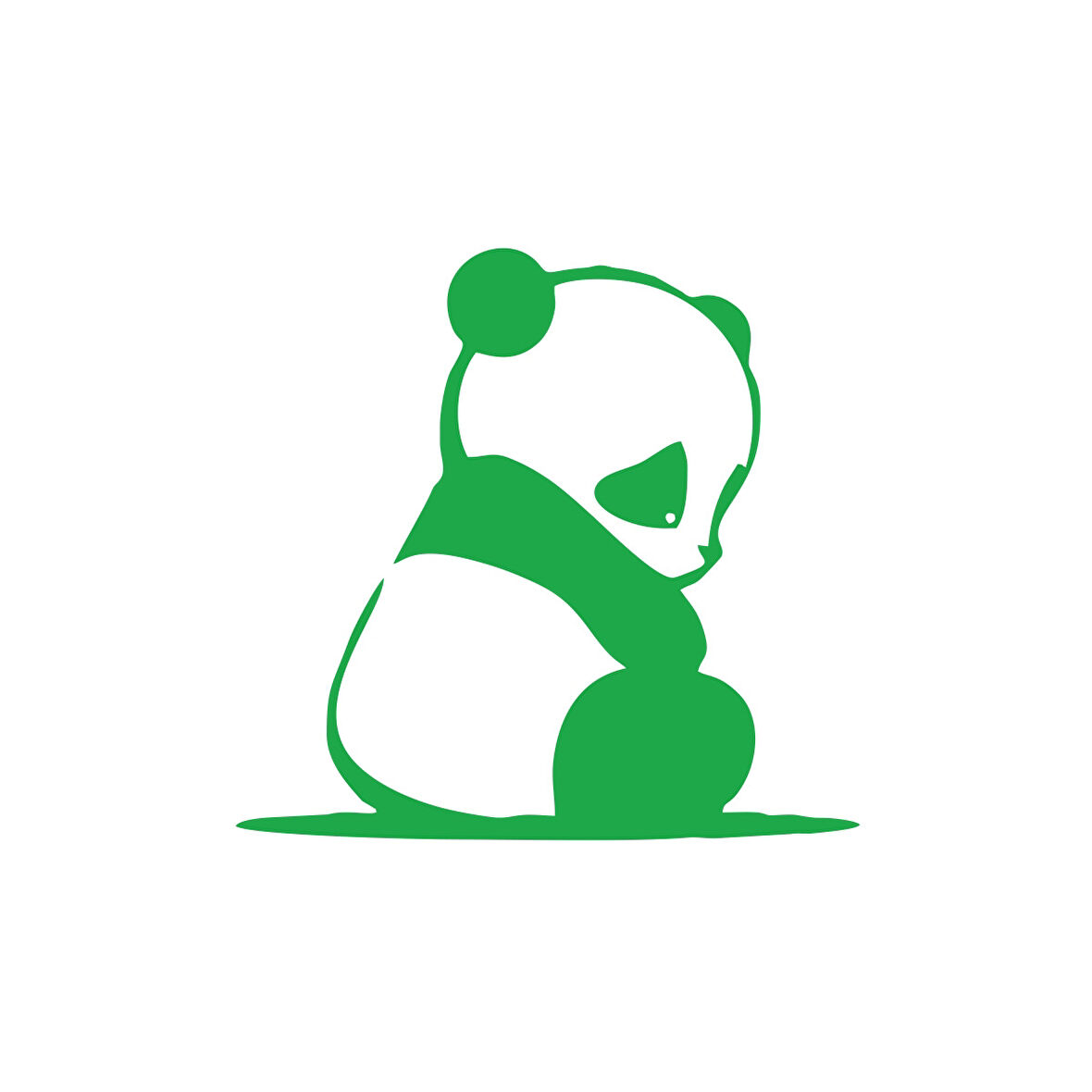 Üzgün Panda Araba Sticker 17x17 Cm Yeşil