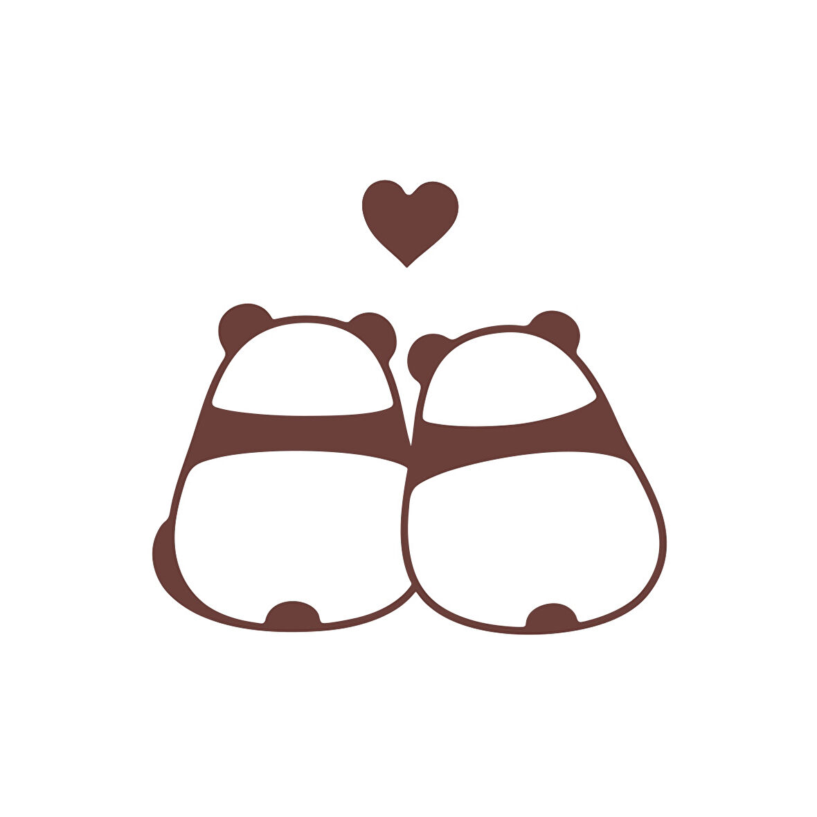 Panda Çifti Araba Sticker 17x17 Cm Kahverengi