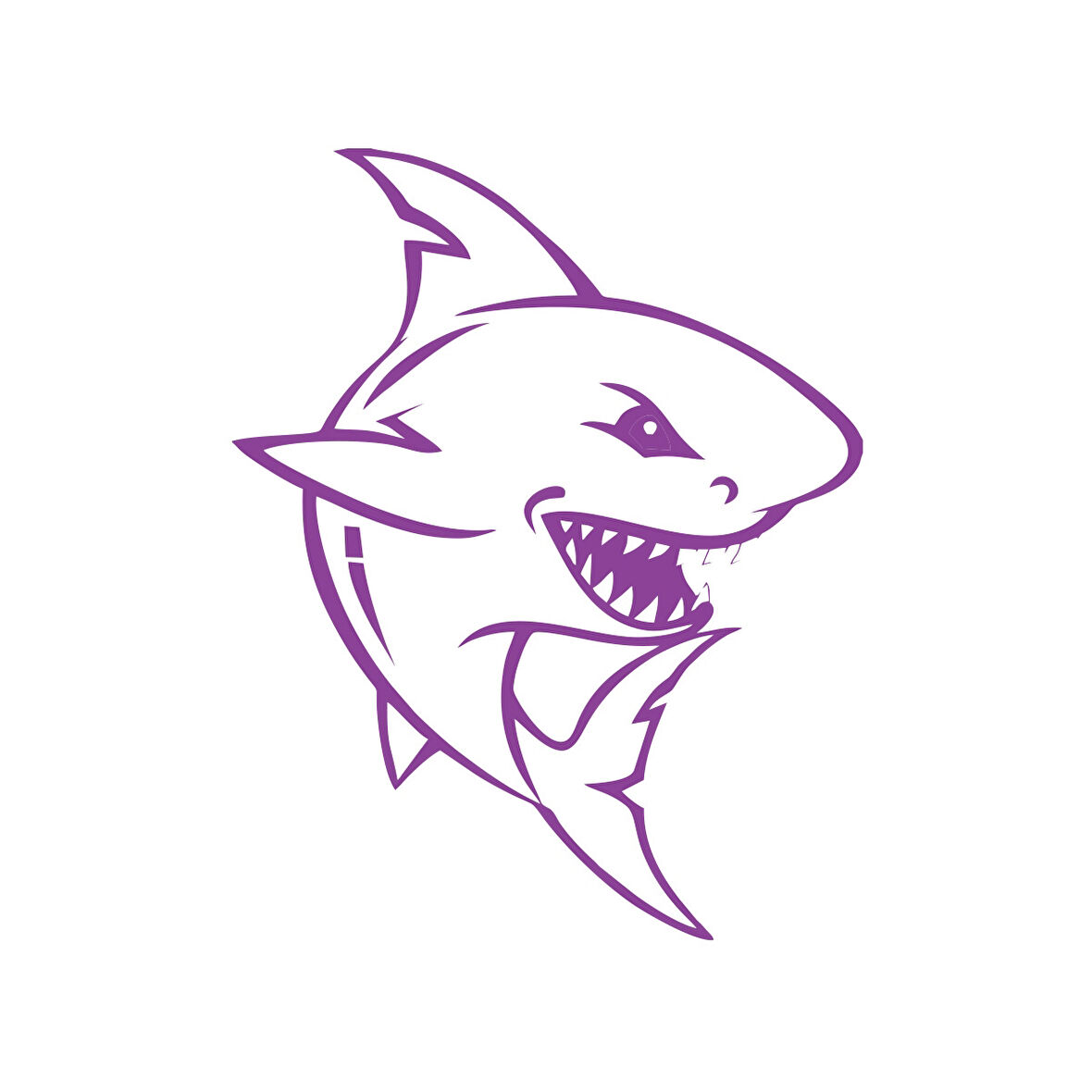 Köpek Balığı Araba Sticker 17x17 Cm Mor