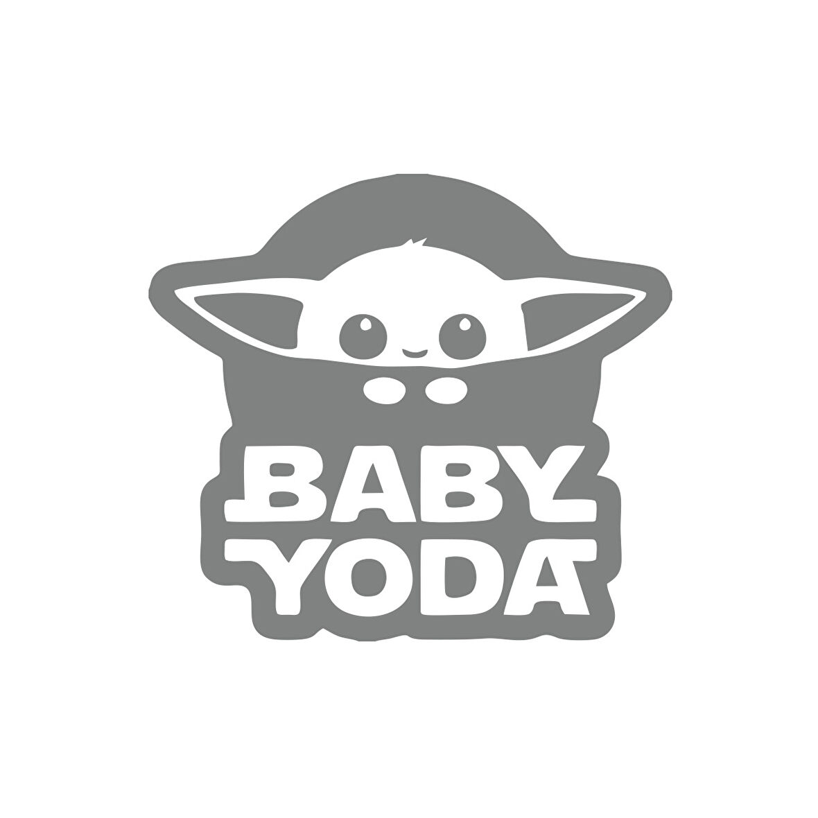 Baby Yoda Araba Stickeri 17x17 Cm Gri