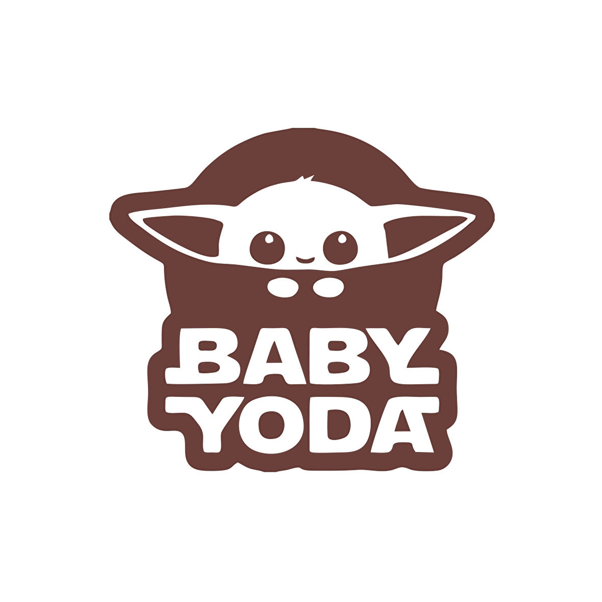 Baby Yoda Araba Stickeri 17x17 Cm Kahverengi