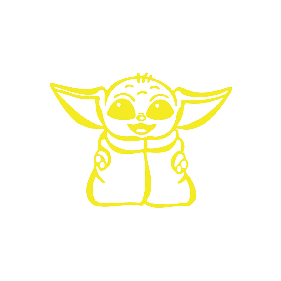 Baby Yoda Araba Stickeri 17x17 Cm Sarı