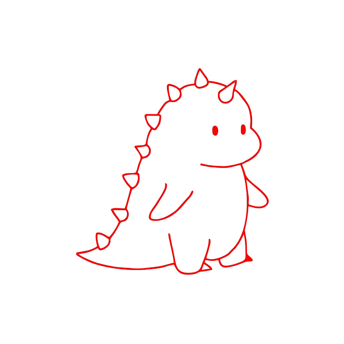 Sevimli Dino Araba Sticker 17x17 Cm Kırmızı