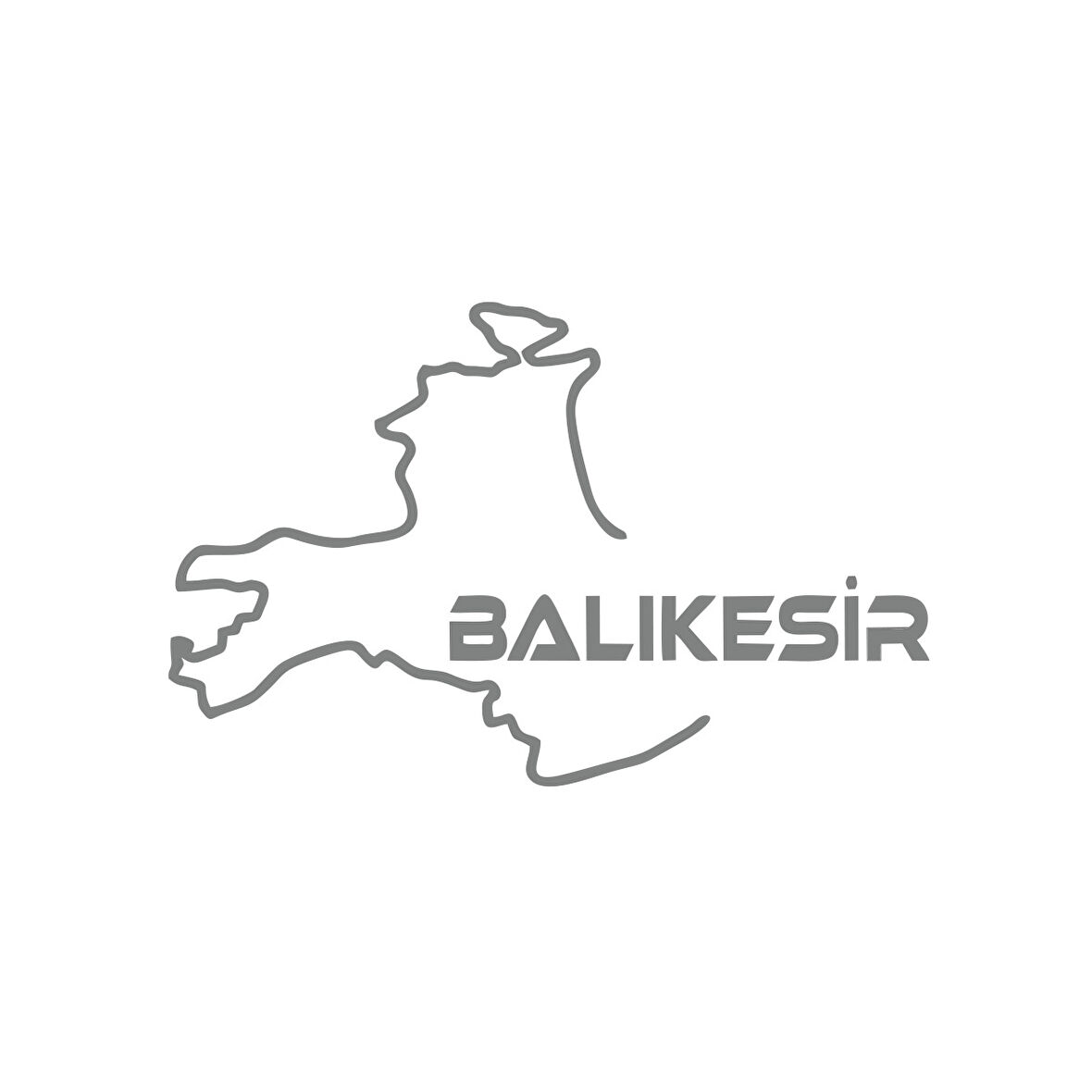Balıkesir Harita Araba Sticker 17x17 Cm Gri