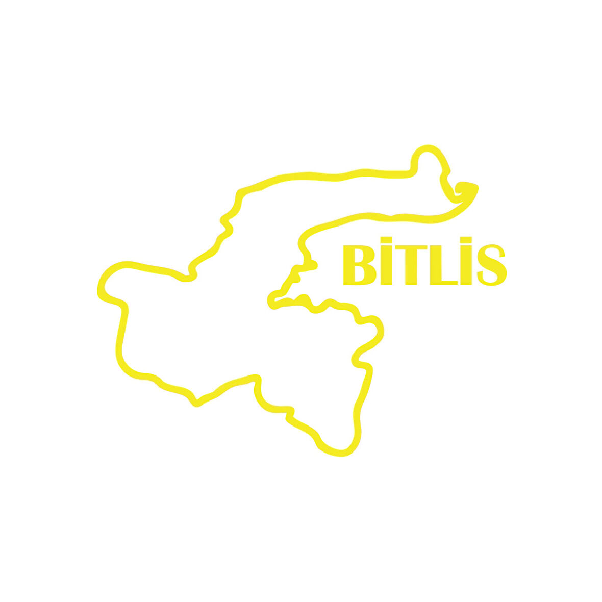 Bitlis Harita Araba Sticker 17x17 Cm Sarı