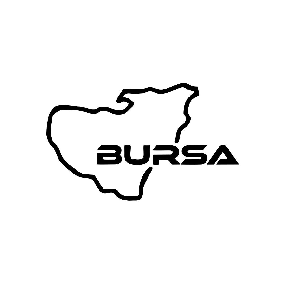 Bursa Harita Araba Sticker 17x17 Cm Siyah