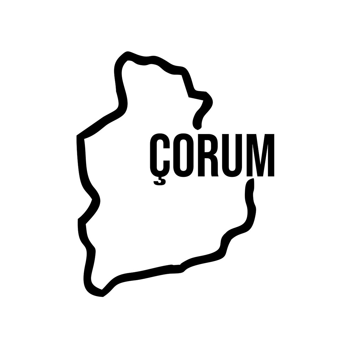 Çorum Harita Araba Sticker 17x17 Cm Siyah