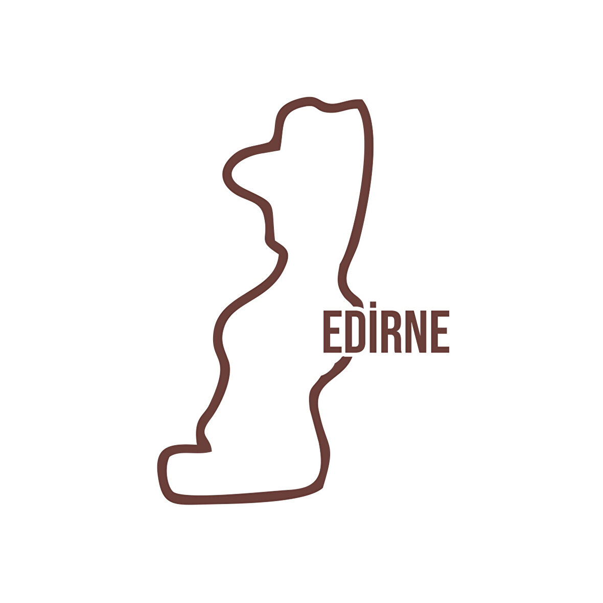 Edirne Harita Araba Sticker 17x17 Cm Kahverengi