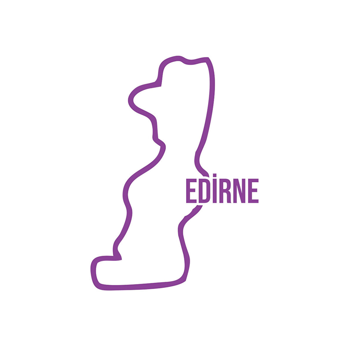 Edirne Harita Araba Sticker 17x17 Cm Mor