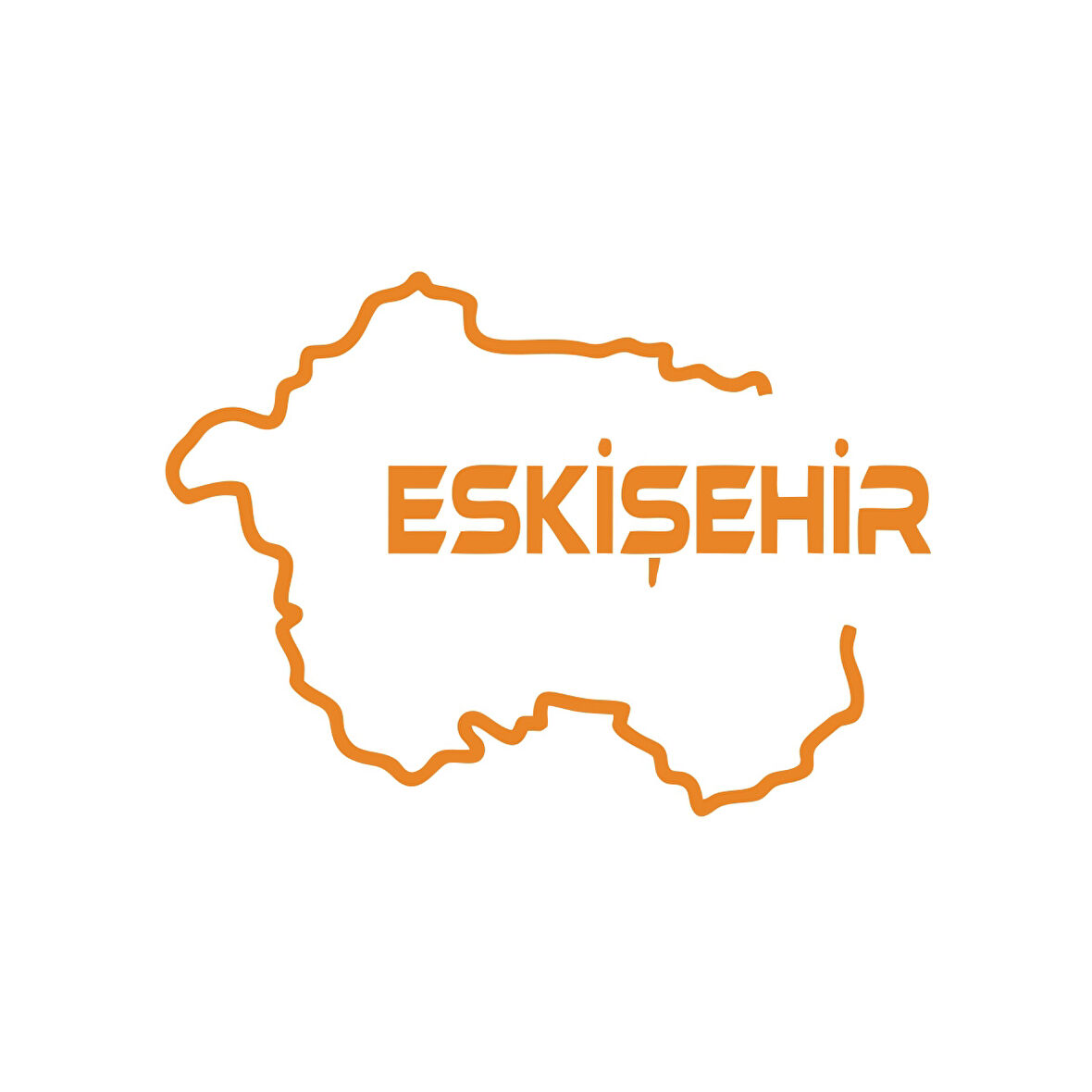 Eskişehir Harita Araba Sticker 17x17 Cm Turuncu