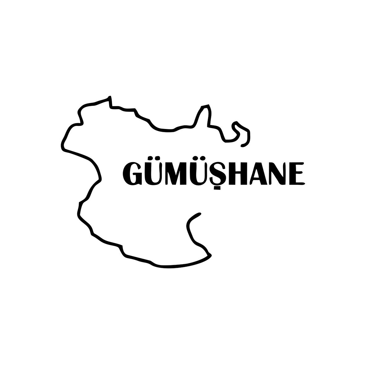 Gümüşhane Harita Araba Sticker 17x17 Cm Siyah