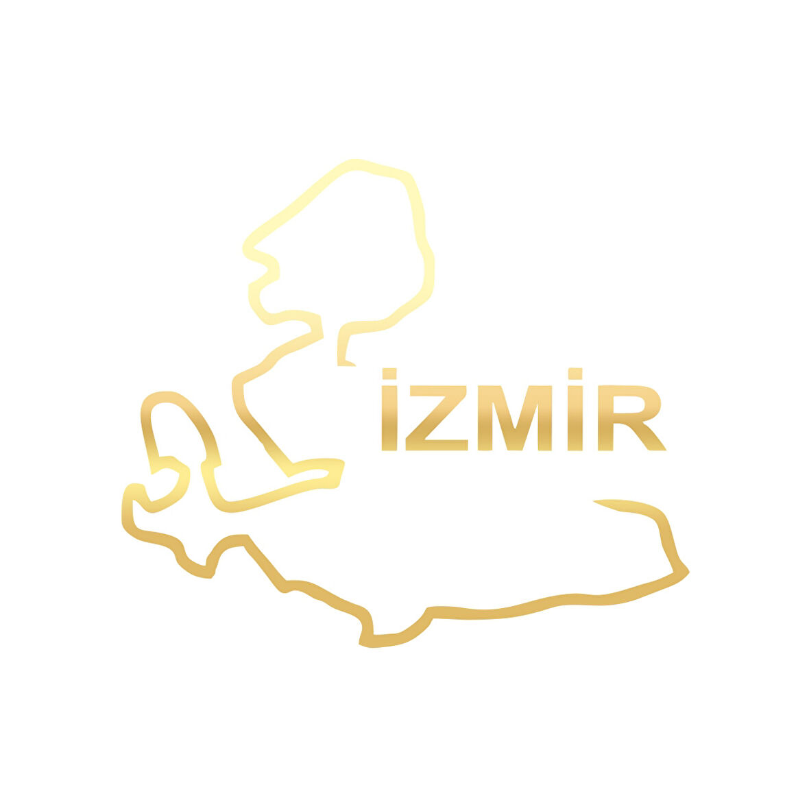 İzmir Harita Araba Sticker 17x17 Cm Gold