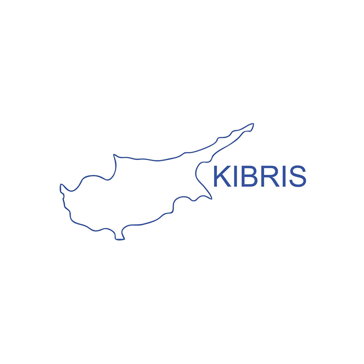 Kıbrıs Harita Araba Sticker 17x17 Cm Mavi