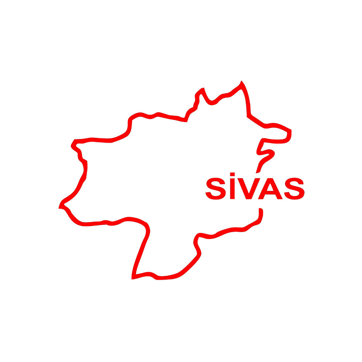 Sivas Harita Araba Sticker 17x17 Cm Kırmızı