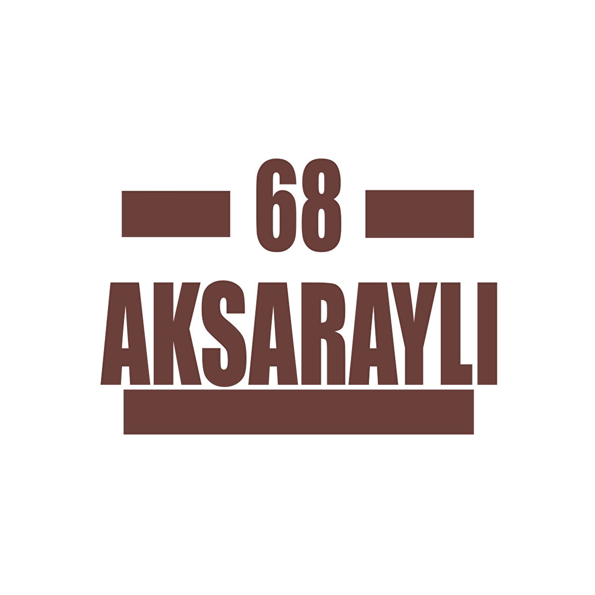 68 Aksaraylı Araba Sticker 17x17 Cm Kahverengi