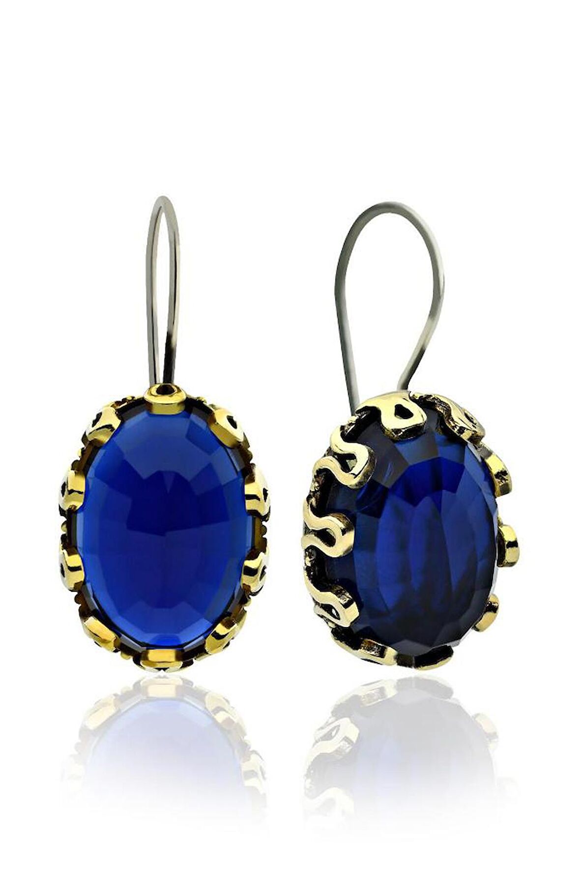 Safir Taşlı Otantik Gümüş Kadın Küpe