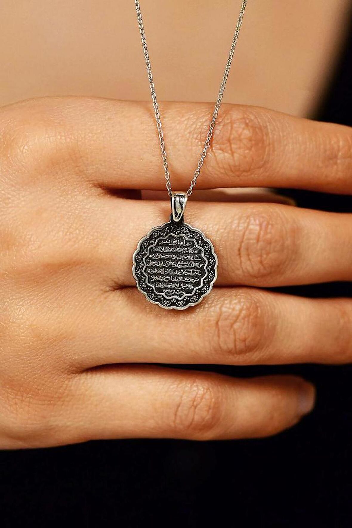 Otantik Ayet El Kursi Gümüş Kolye