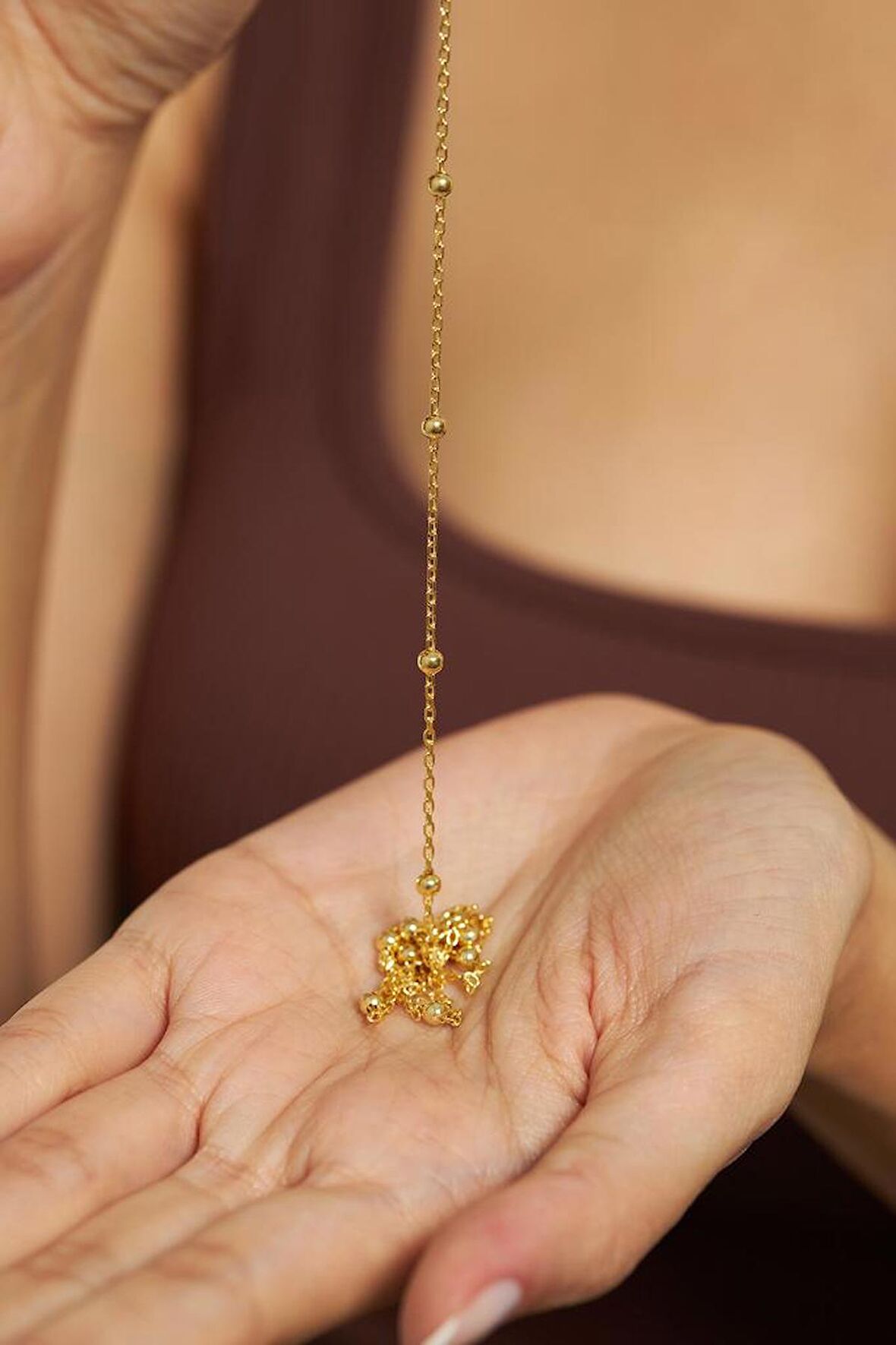 Gold Renk Dorika İtalyan Gümüş Kolye