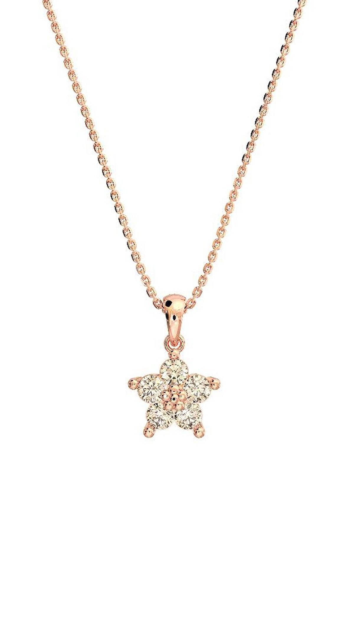 Zirkon Taşlı Rose Manolya Çiçeği Gümüş Kolye