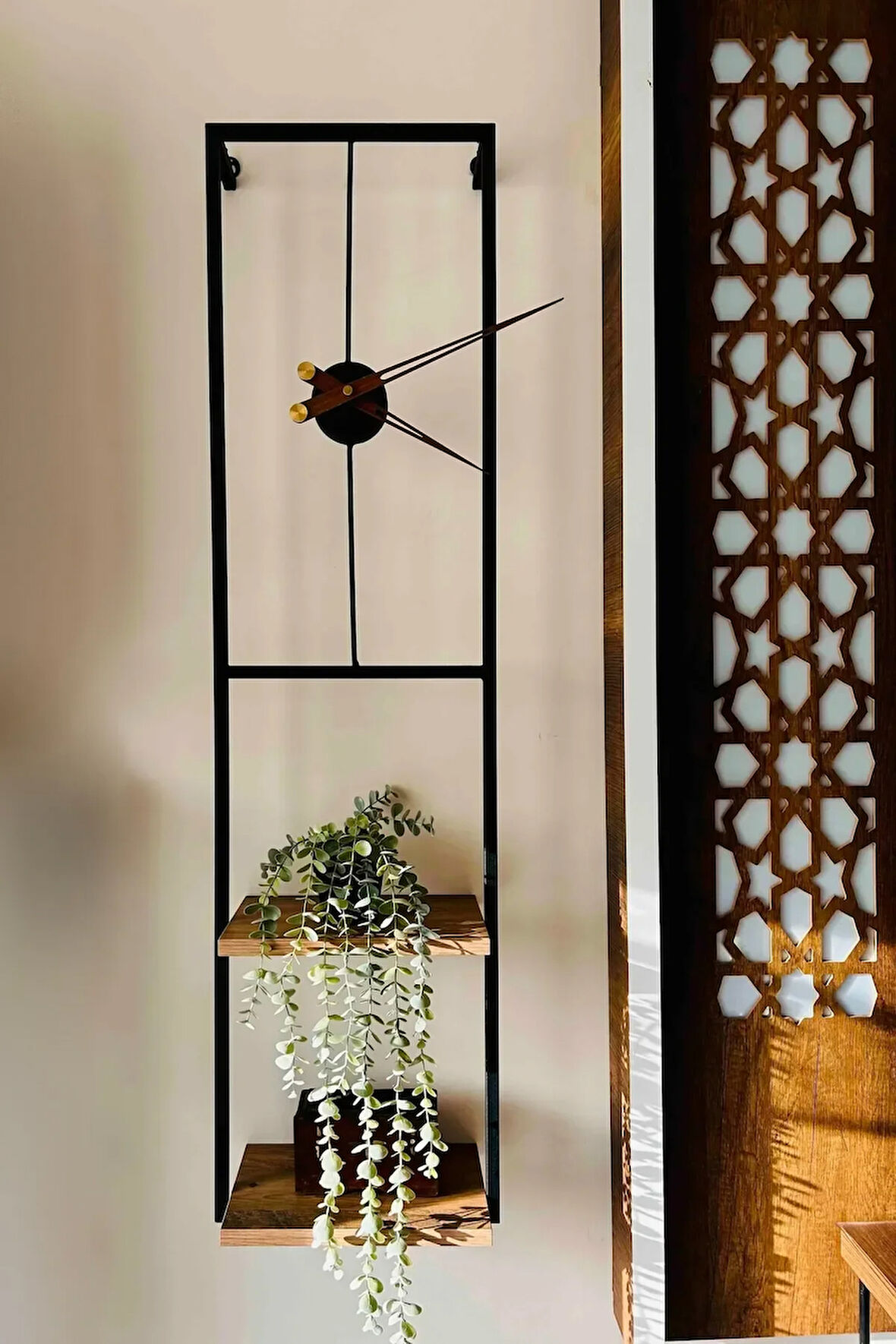 Duvar Saati Kitaplık , Modern Dekoratif Raf Kitaplık Metal Duvar Saati