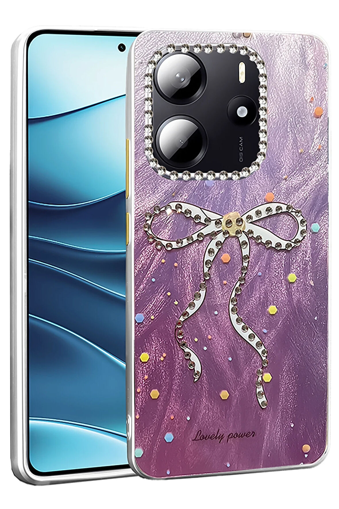 Xiaomi Redmi Note 14 4G Kılıf Parlak Desenli Taşlı Azn-Blade