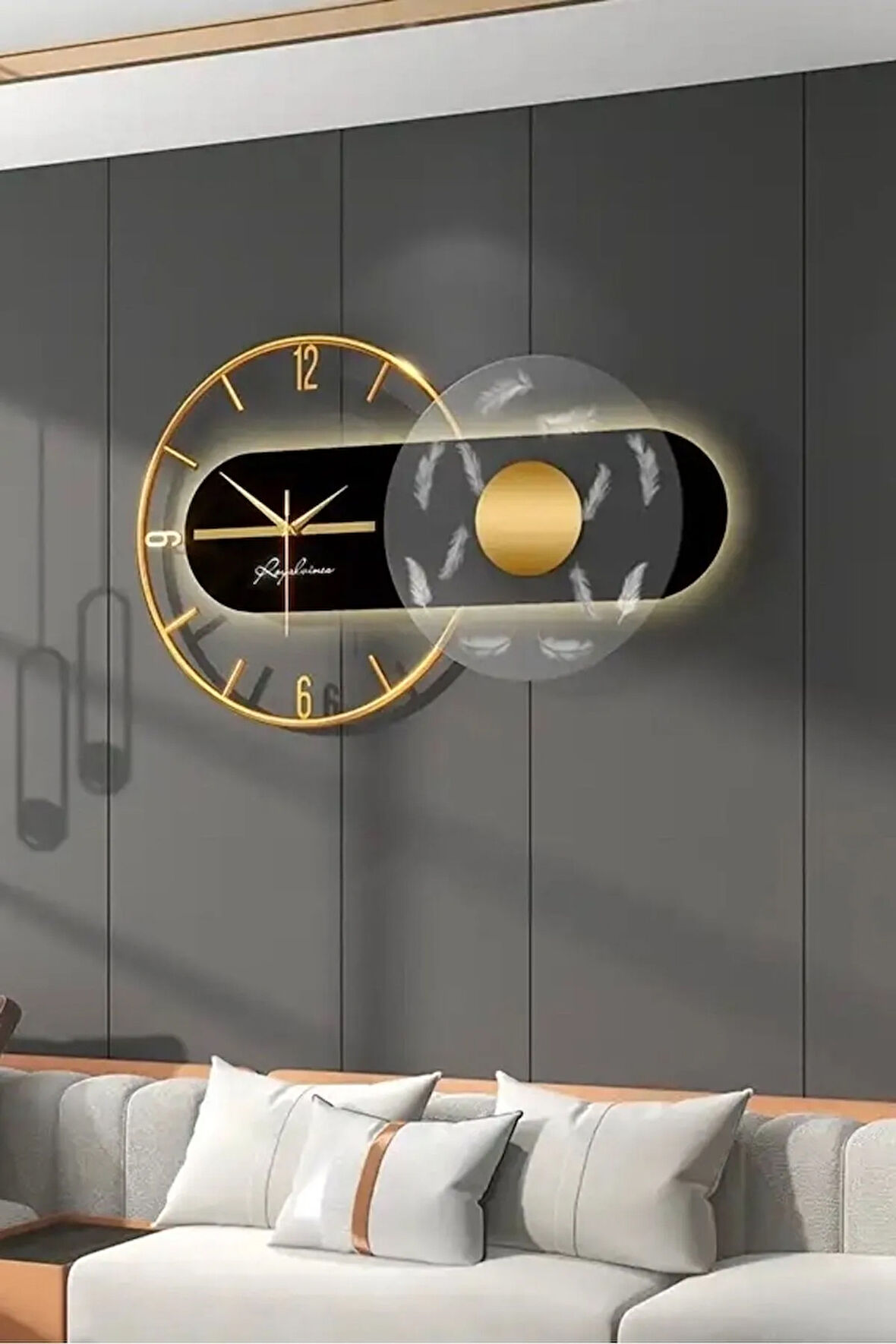 Renessa Exclusive ( Quartz Mekanizmalı ) Özel Seri Dekoratif Metal Ahşap Duvar Saati