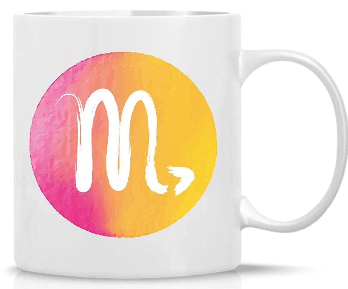 Akrep Burcu Kupa | Renkli Burç Tasarımı | Özlü Sözlü Hediye Kupa | Astroloji Temalı Bardak