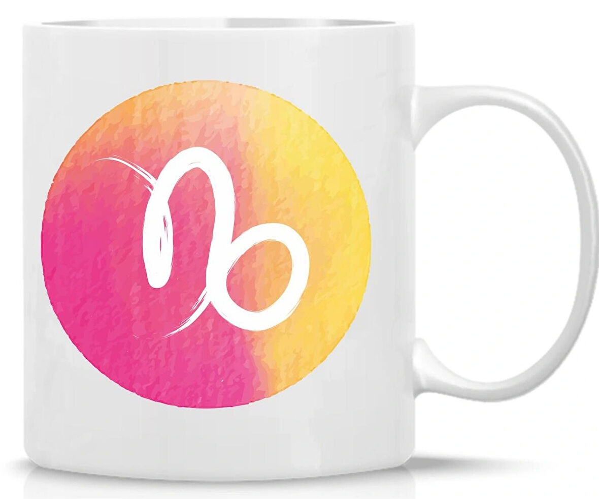 Oğlak Burcu Kupa | Renkli Burç Tasarımı | Özlü Sözlü Hediye Kupa | Astroloji Temalı Bardak