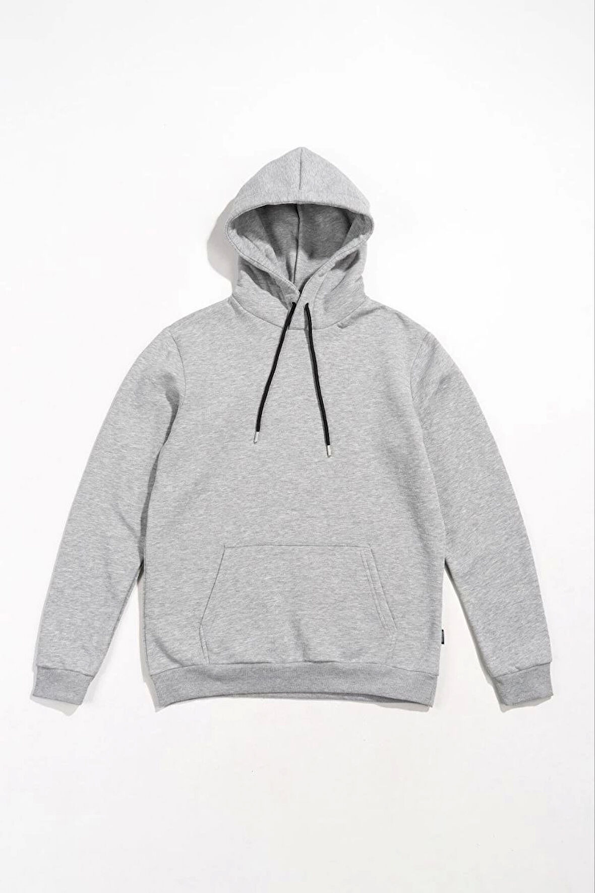 Kadın Uzun Kol Kapşonlu Basic Sweatshirt hoodie - Gri